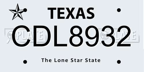 CDL8932 Texas License Plate