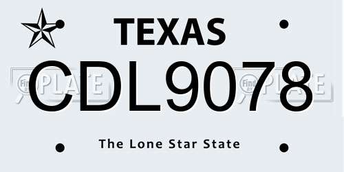 CDL9078 Texas License Plate
