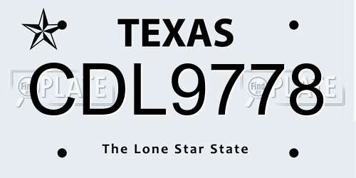 CDL9778 Texas License Plate