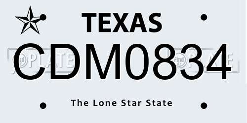 CDM0834 Texas License Plate