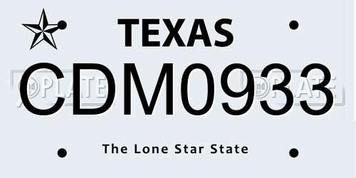 CDM0933 Texas License Plate