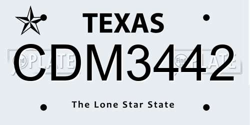 CDM3442 Texas License Plate