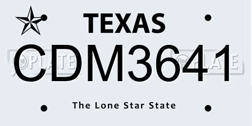 CDM3641 Texas License Plate