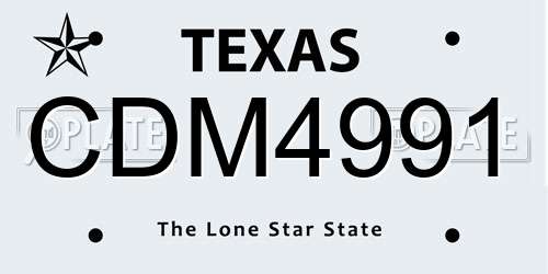 CDM4991 Texas License Plate