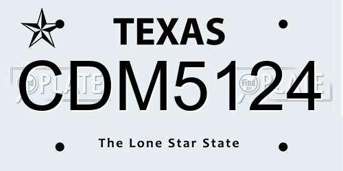 CDM5124 Texas License Plate