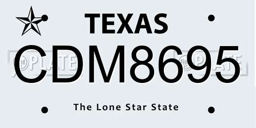 CDM8695 Texas License Plate