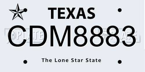 CDM8883 Texas License Plate