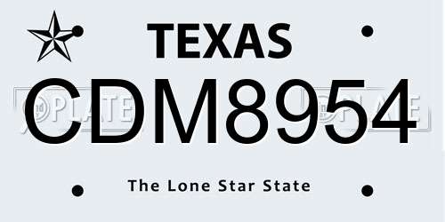 CDM8954 Texas License Plate