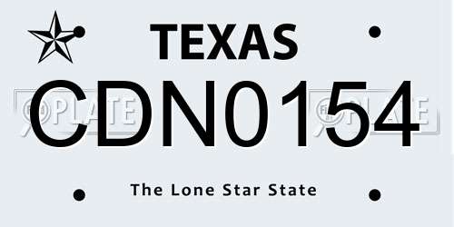 CDN0154 Texas License Plate