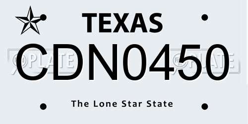 CDN0450 Texas License Plate