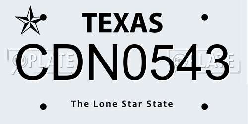 CDN0543 Texas License Plate