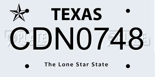 CDN0748 Texas License Plate