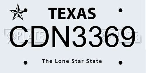 CDN3369 Texas License Plate