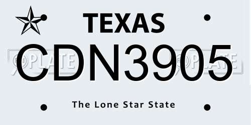 CDN3905 Texas License Plate