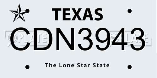 CDN3943 Texas License Plate