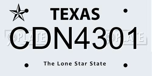 CDN4301 Texas License Plate