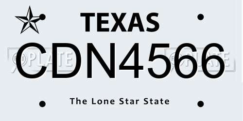 CDN4566 Texas License Plate