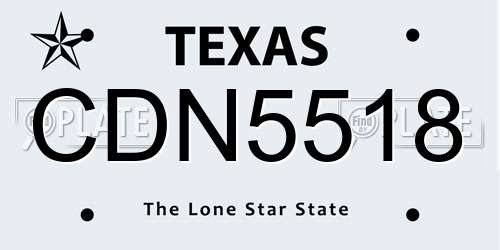 CDN5518 Texas License Plate