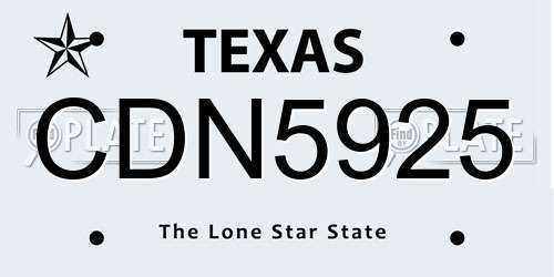 CDN5925 Texas License Plate