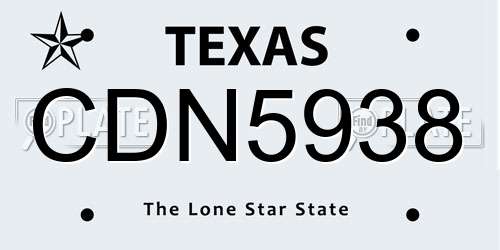 CDN5938 Texas License Plate