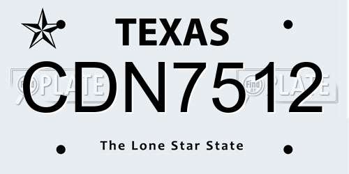 CDN7512 Texas License Plate