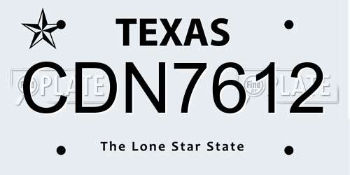 CDN7612 Texas License Plate