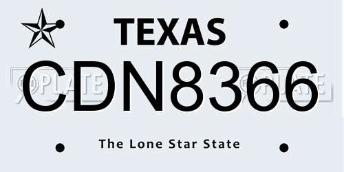 CDN8366 Texas License Plate