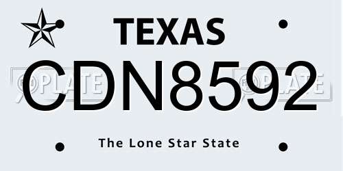 CDN8592 Texas License Plate