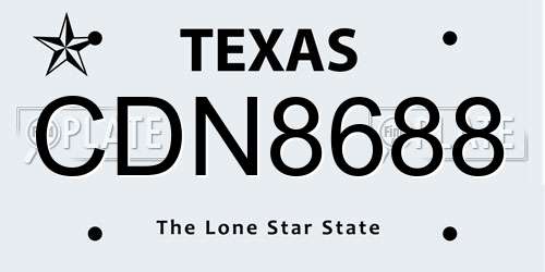 CDN8688 Texas License Plate