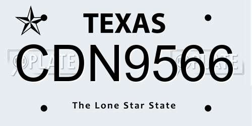 CDN9566 Texas License Plate