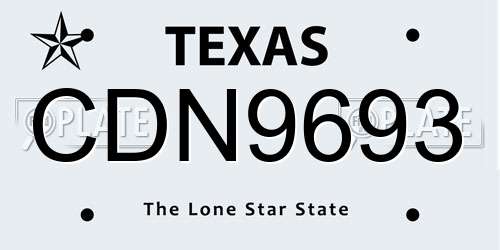 CDN9693 Texas License Plate