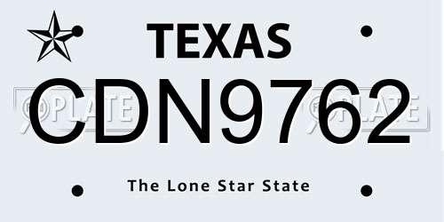 CDN9762 Texas License Plate