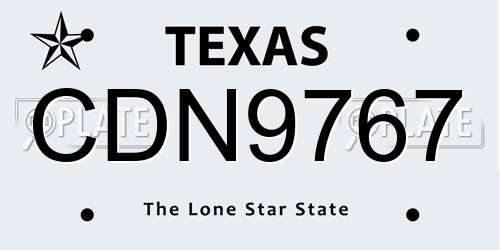 CDN9767 Texas License Plate