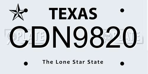 CDN9820 Texas License Plate