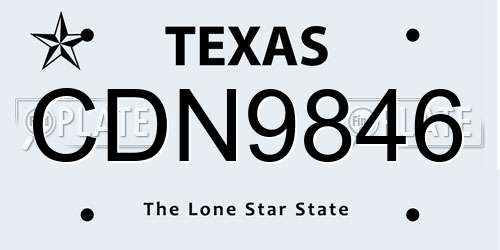 CDN9846 Texas License Plate