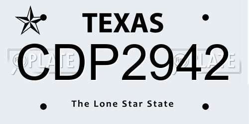 CDP2942 Texas License Plate