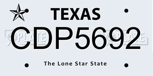 CDP5692 Texas License Plate