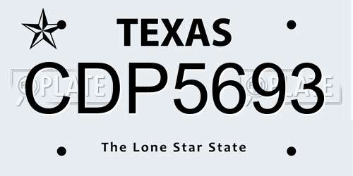 CDP5693 Texas License Plate