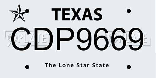 CDP9669 Texas License Plate