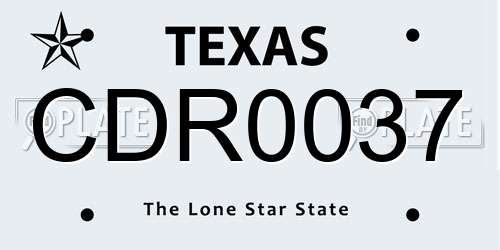 CDR0037 Texas License Plate