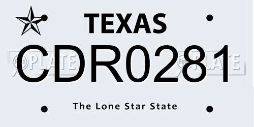 CDR0281 Texas License Plate