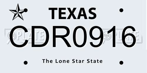 CDR0916 Texas License Plate