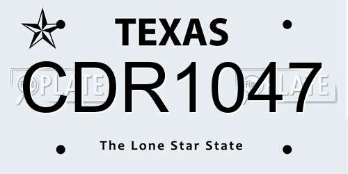 CDR1047 Texas License Plate