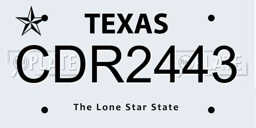 CDR2443 Texas License Plate