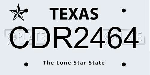 CDR2464 Texas License Plate