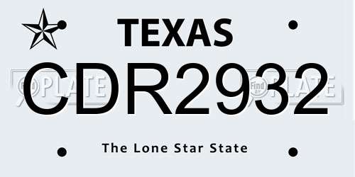 CDR2932 Texas License Plate