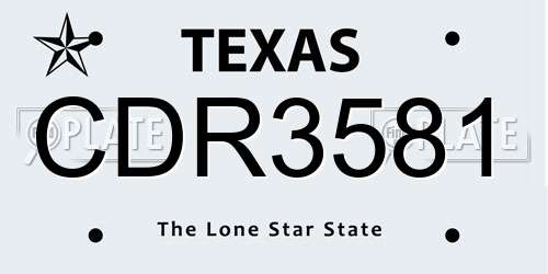CDR3581 Texas License Plate