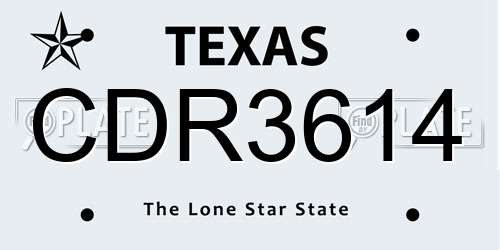 CDR3614 Texas License Plate