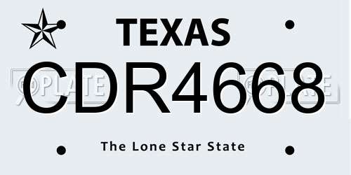 CDR4668 Texas License Plate