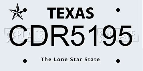 CDR5195 Texas License Plate
